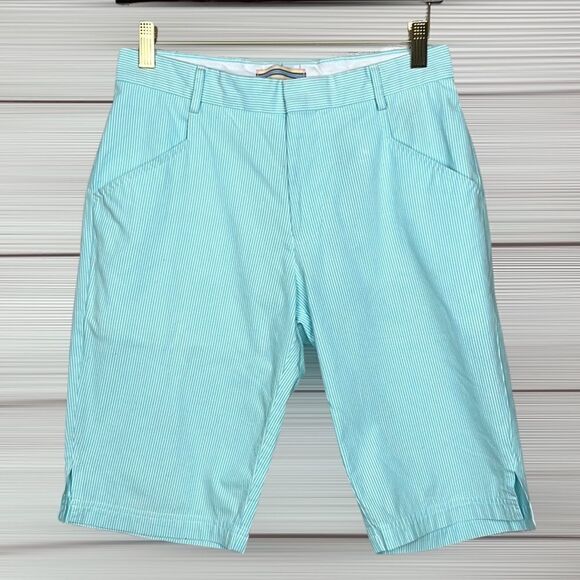 PETER MILLAR Striped Slit Hem Golf Bermuda Shorts sz 4 - Picture 1 of 11